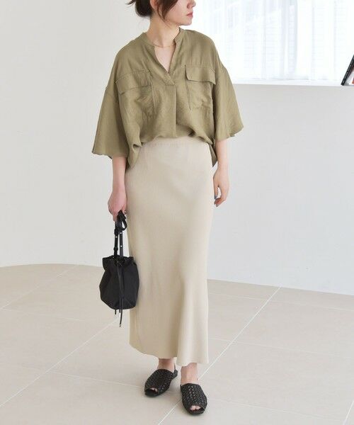 SHIPS / シップス シャツ・ブラウス | quaranciel:〈手洗い可能〉フレア ハーフスリーブ バンドカラー スキッパー シャツ | 詳細14