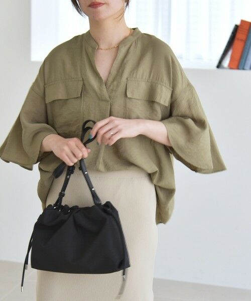 SHIPS / シップス シャツ・ブラウス | quaranciel:〈手洗い可能〉フレア ハーフスリーブ バンドカラー スキッパー シャツ | 詳細17