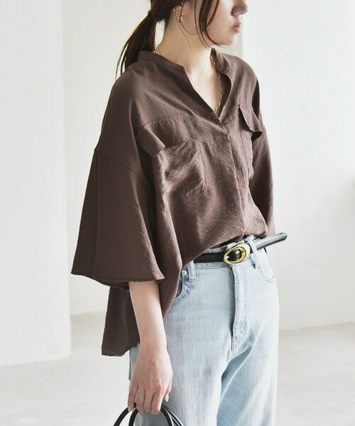 SHIPS / シップス シャツ・ブラウス | quaranciel:〈手洗い可能〉フレア ハーフスリーブ バンドカラー スキッパー シャツ | 詳細29