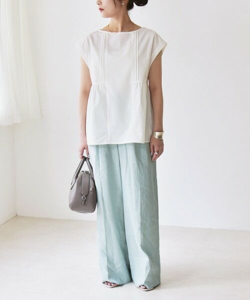 SHIPS / シップス シャツ・ブラウス | quaranciel:〈洗濯機可能〉ミニサッカー タックギャザー フレンチスリーブ ブラウス | 詳細1