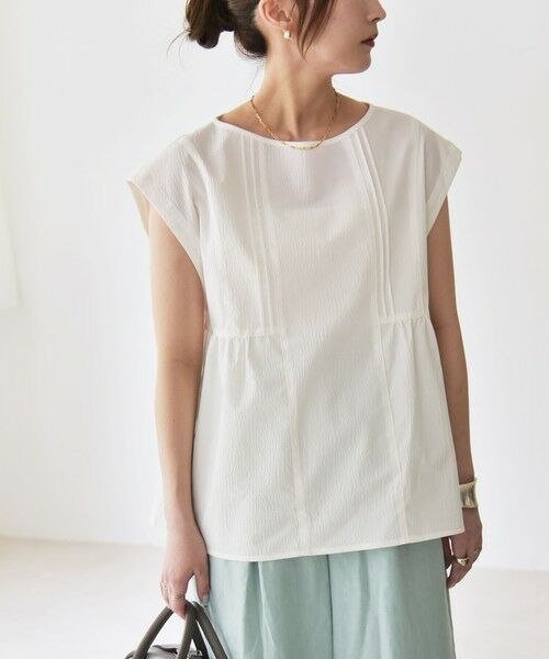 SHIPS / シップス シャツ・ブラウス | quaranciel:〈洗濯機可能〉ミニサッカー タックギャザー フレンチスリーブ ブラウス | 詳細10