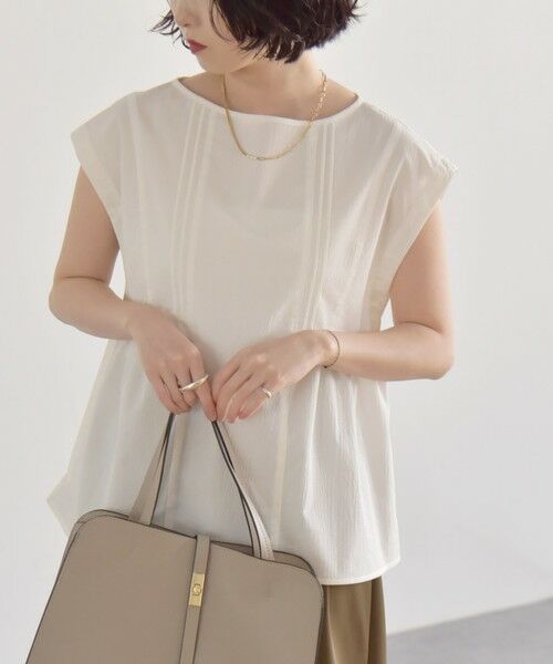 SHIPS / シップス シャツ・ブラウス | quaranciel:〈洗濯機可能〉ミニサッカー タックギャザー フレンチスリーブ ブラウス | 詳細14