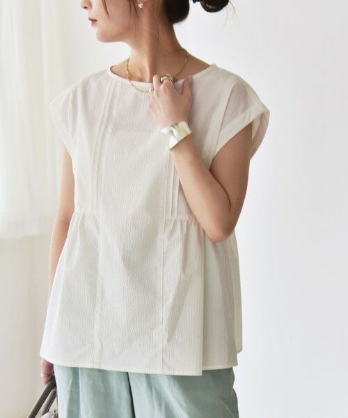 SHIPS / シップス シャツ・ブラウス | quaranciel:〈洗濯機可能〉ミニサッカー タックギャザー フレンチスリーブ ブラウス | 詳細3