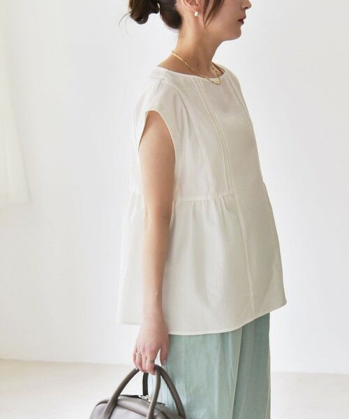 SHIPS / シップス シャツ・ブラウス | quaranciel:〈洗濯機可能〉ミニサッカー タックギャザー フレンチスリーブ ブラウス | 詳細8