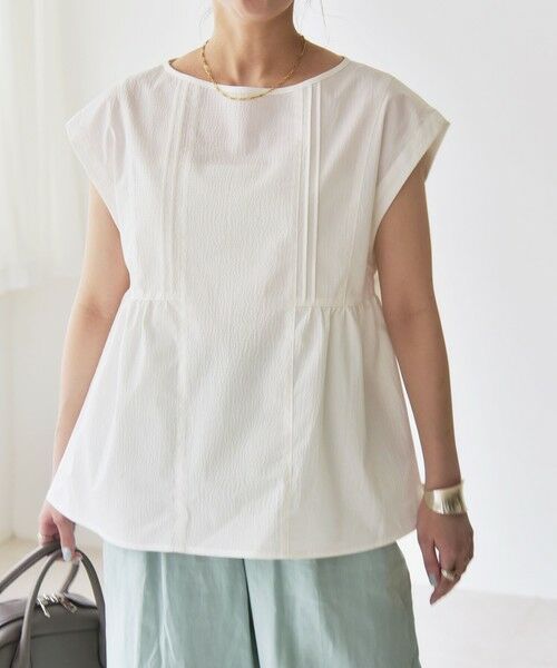 SHIPS / シップス シャツ・ブラウス | quaranciel:〈洗濯機可能〉ミニサッカー タックギャザー フレンチスリーブ ブラウス | 詳細9