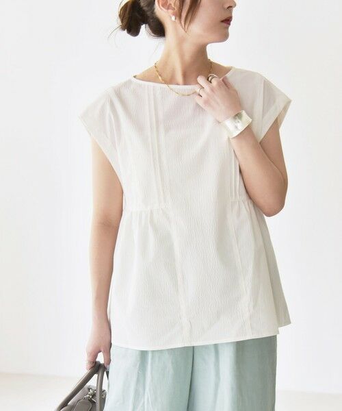SHIPS for women/シップスウィメン 《予約》quaranciel:〈洗濯機可能〉ミニサッカーフレンチスリーブ ペプラム ブラウス オフホワイト ONE SIZE SHIPS for women/シップスウィメン 《予約》quaranciel:〈洗濯機可能〉ミニサッカーフレンチスリーブ ペプラム ブラウス オフホワイト ONE SIZE