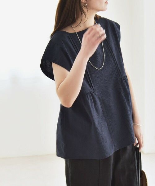 SHIPS / シップス シャツ・ブラウス | quaranciel:〈洗濯機可能〉ミニサッカー タックギャザー フレンチスリーブ ブラウス | 詳細23