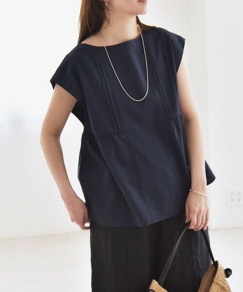 SHIPS / シップス シャツ・ブラウス | quaranciel:〈洗濯機可能〉ミニサッカー タックギャザー フレンチスリーブ ブラウス | 詳細24