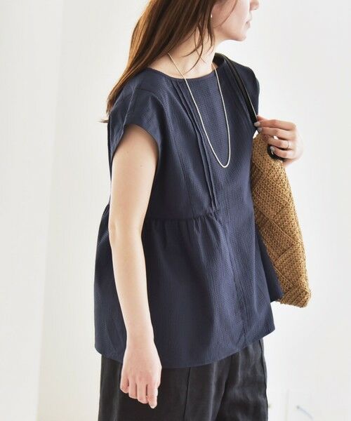 SHIPS / シップス シャツ・ブラウス | quaranciel:〈洗濯機可能〉ミニサッカー タックギャザー フレンチスリーブ ブラウス | 詳細25