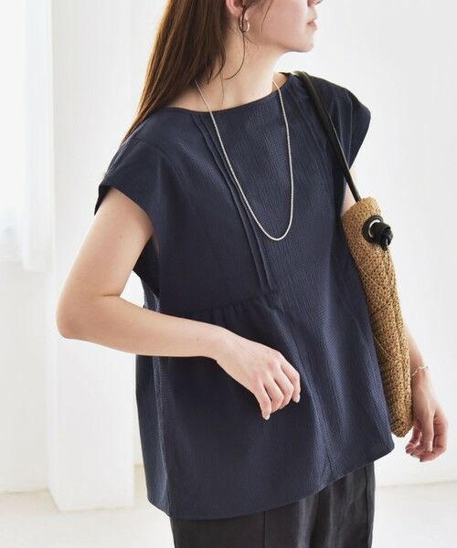 SHIPS for women/シップスウィメン 《予約》quaranciel:〈洗濯機可能〉ミニサッカーフレンチスリーブ ペプラム ブラウス ネイビー ONE SIZE SHIPS for women/シップスウィメン 《予約》quaranciel:〈洗濯機可能〉ミニサッカーフレンチスリーブ ペプラム ブラウス ネイビー ONE SIZE