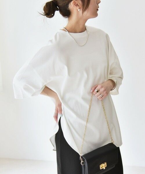 SHIPS / シップス Tシャツ | quaranciel:〈接触冷感/汗染み防止加工/洗濯機可能〉ラウンドヘム クルー ビッグ TEE | 詳細4