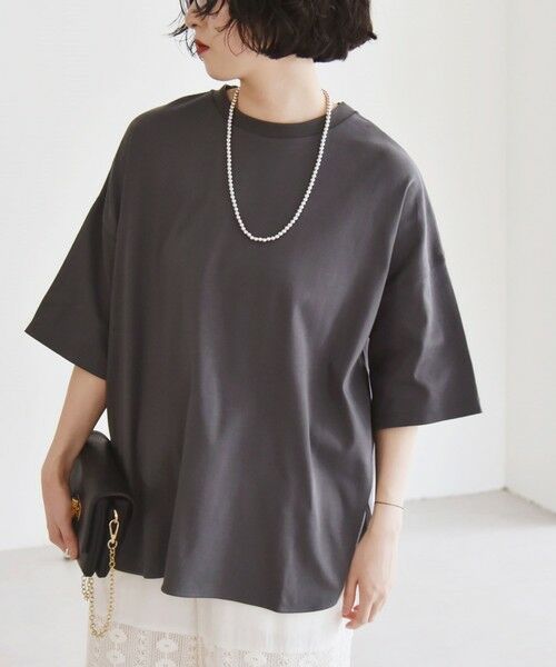 SHIPS for women/シップスウィメン 《予約》quaranciel:〈多機能/洗濯機可能〉ラウンドヘム ビッグ TEE チャコールグレー ONE SIZE SHIPS for women/シップスウィメン 《予約》quaranciel:〈多機能/洗濯機可能〉ラウンドヘム ビッグ TEE チャコールグレー ONE SIZE