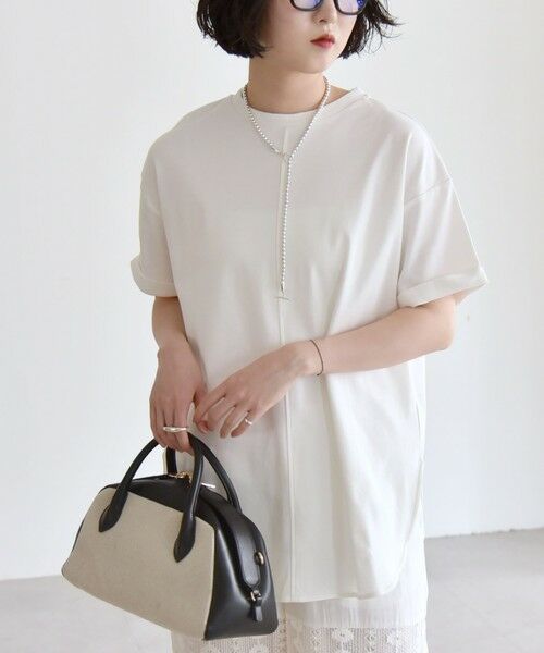 SHIPS / シップス Tシャツ | quaranciel:〈接触冷感/汗染み防止/洗濯機可能〉スリット ルーズ チュニック TEE | 詳細4