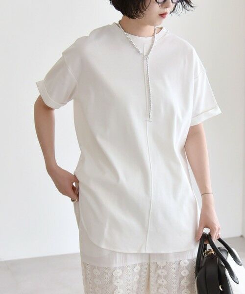 SHIPS / シップス Tシャツ | quaranciel:〈接触冷感/汗染み防止/洗濯機可能〉スリット ルーズ チュニック TEE | 詳細5