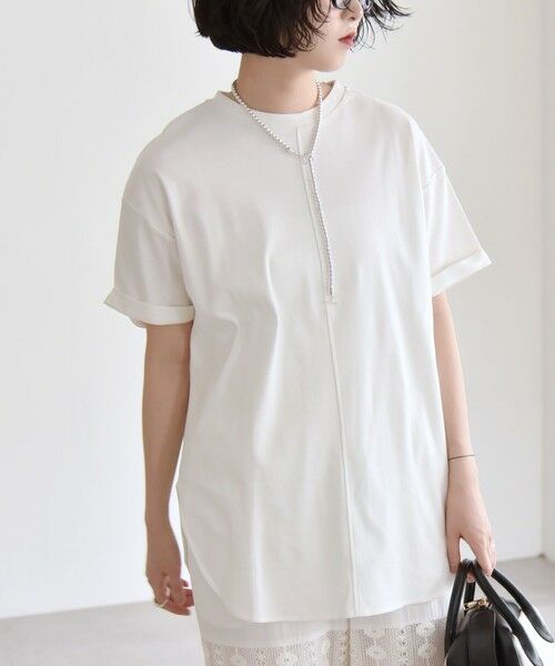SHIPS for women/シップスウィメン 《予約》quaranciel:〈多機能/洗濯機可能〉バック スリット チュニック TEE ホワイト ONE SIZE SHIPS for women/シップスウィメン 《予約》quaranciel:〈多機能/洗濯機可能〉バック スリット チュニック TEE ホワイト ONE SIZE