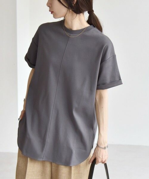 SHIPS for women/シップスウィメン 《予約》quaranciel:〈多機能/洗濯機可能〉バック スリット チュニック TEE チャコールグレー ONE SIZE SHIPS for women/シップスウィメン 《予約》quaranciel:〈多機能/洗濯機可能〉バック スリット チュニック TEE チャコールグレー ONE SIZE