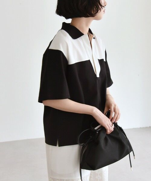 SHIPS / シップス Tシャツ | quaranciel:〈洗濯機可能〉カノコ スキッパー デザイン ワイド ポロシャツ | 詳細4