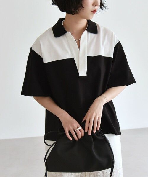 SHIPS / シップス Tシャツ | quaranciel:〈洗濯機可能〉カノコ スキッパー デザイン ワイド ポロシャツ | 詳細8