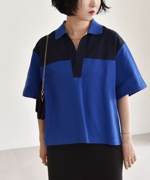 Eve UnderBlue ポロシャツ Lサイズ 、ショッパー スキッパーポロシャツ ブルー – MINIMAL WARDROBE（ミニマル
