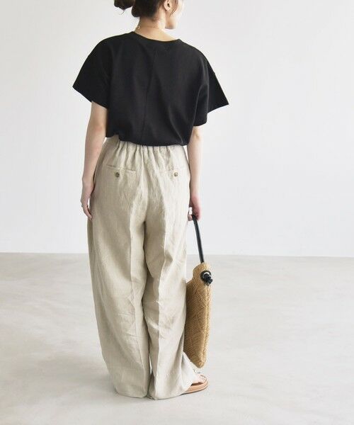 極美品 45R コットンリネンカノコT-SHIRT 3 セール】 quaranciel:〈洗濯機可能〉カノコ Vガゼット ショート