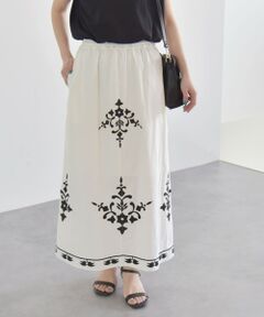SHIPS / シップス ロング・マキシ丈スカート | quaranciel:〈洗濯機可能〉エンブロイダリー フレア ロング スカート