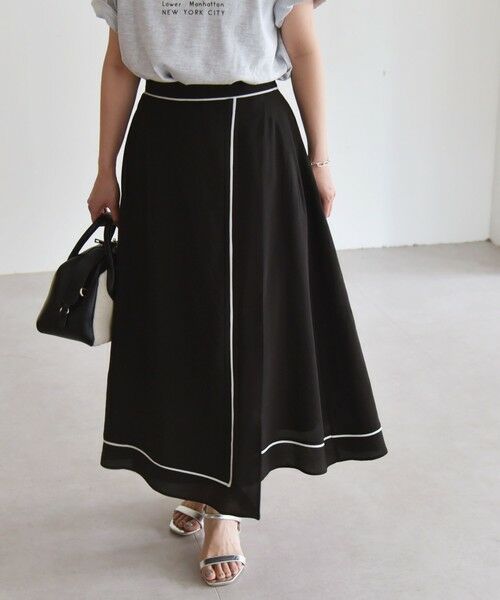SHIPS / シップス ロング・マキシ丈スカート | quaranciel:〈洗濯機可能〉パイピング Aライン ラップ スカート | 詳細3
