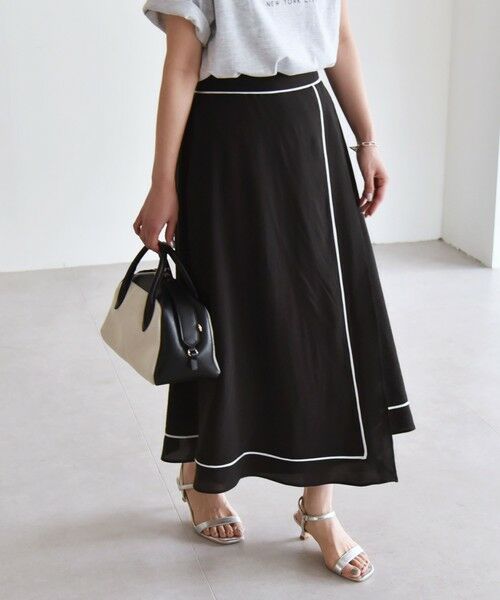 SHIPS / シップス ロング・マキシ丈スカート | quaranciel:〈洗濯機可能〉パイピング Aライン ラップ スカート | 詳細7