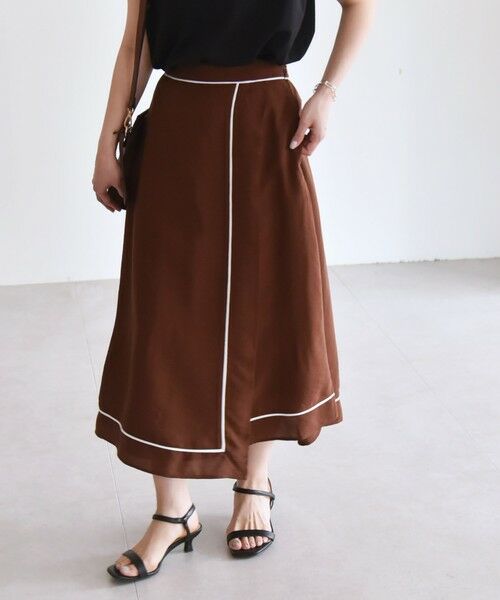 SHIPS / シップス ロング・マキシ丈スカート | quaranciel:〈洗濯機可能〉パイピング Aライン ラップ スカート | 詳細25