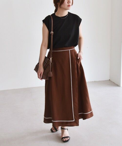 SHIPS / シップス ロング・マキシ丈スカート | quaranciel:〈洗濯機可能〉パイピング Aライン ラップ スカート | 詳細22