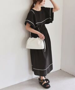 SHIPS / シップス ロング・マキシ丈ワンピース | quaranciel:〈洗濯機可能〉ケープデザイン パイピング ワンピース