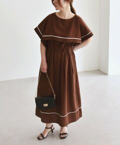 SHIPS / シップス ロング・マキシ丈ワンピース | quaranciel:〈洗濯機可能〉ケープデザイン パイピング ワンピース