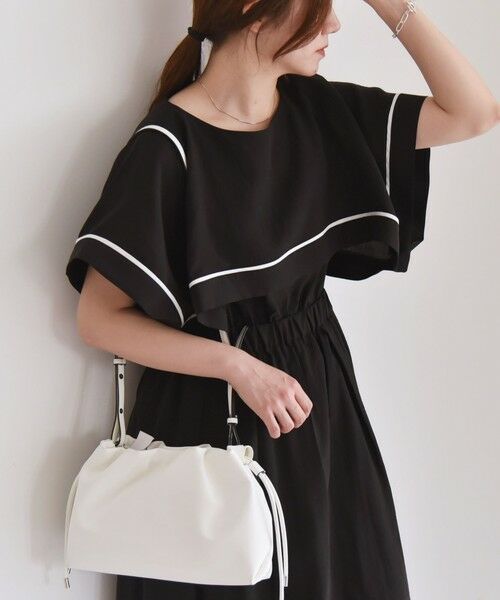 SHIPS / シップス ロング・マキシ丈ワンピース | quaranciel:〈洗濯機可能〉ケープデザイン パイピング ワンピース | 詳細6