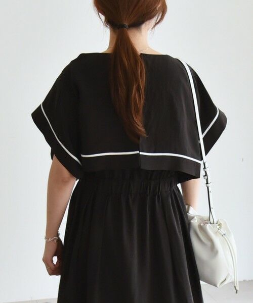 SHIPS / シップス ロング・マキシ丈ワンピース | quaranciel:〈洗濯機可能〉ケープデザイン パイピング ワンピース | 詳細7