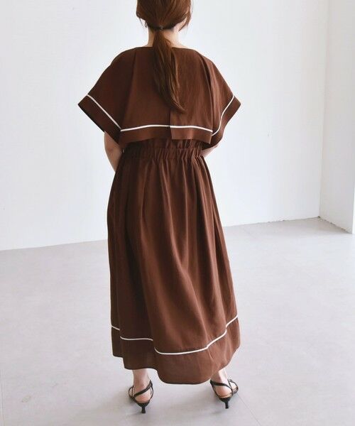 SHIPS / シップス ロング・マキシ丈ワンピース | quaranciel:〈洗濯機可能〉ケープデザイン パイピング ワンピース | 詳細21