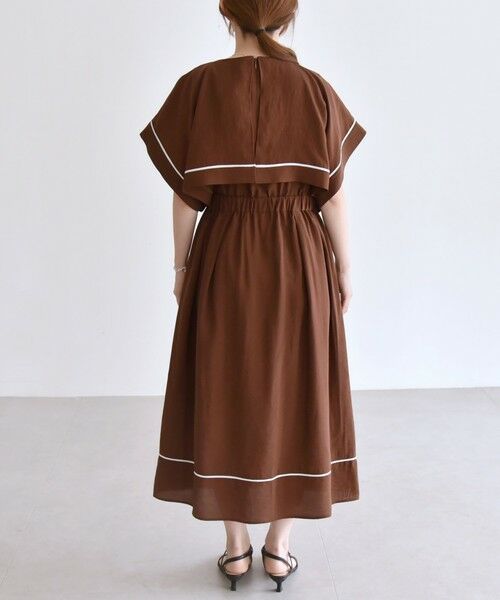 SHIPS / シップス ロング・マキシ丈ワンピース | quaranciel:〈洗濯機可能〉ケープデザイン パイピング ワンピース | 詳細29