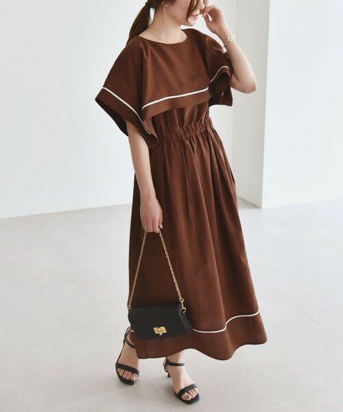 SHIPS / シップス ロング・マキシ丈ワンピース | quaranciel:〈洗濯機可能〉ケープデザイン パイピング ワンピース | 詳細19