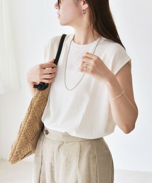 SHIPS / シップス ニット・セーター | quaranciel:〈接触冷感〉フレンチスリーブ ベーシック シアー ニット プルオーバー | 詳細4