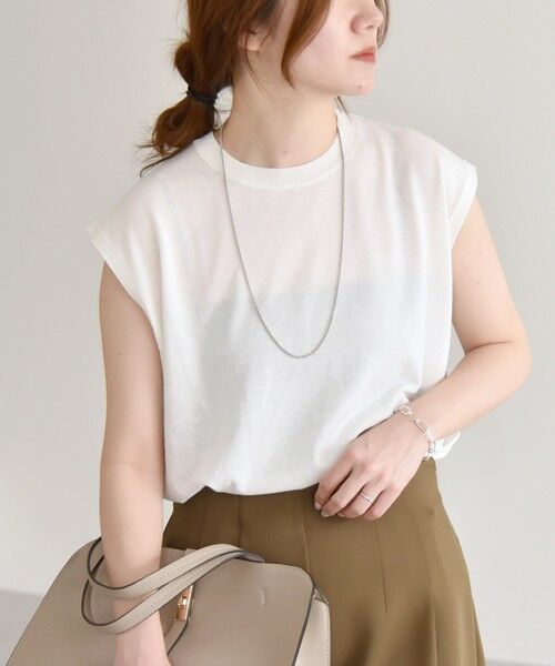 SHIPS / シップス ニット・セーター | quaranciel:〈接触冷感〉フレンチスリーブ ベーシック シアー ニット プルオーバー | 詳細9