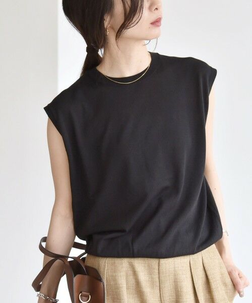 SHIPS for women/シップスウィメン 《予約》quaranciel: 〈接触冷感〉クルーネック ノースリーブ ニット ブラック ONE SIZE SHIPS for women/シップスウィメン 《予約》quaranciel: 〈接触冷感〉クルーネック ノースリーブ ニット ブラック ONE SIZE