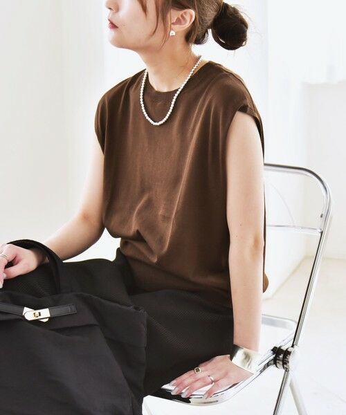 SHIPS for women/シップスウィメン 《予約》quaranciel: 〈接触冷感〉クルーネック ノースリーブ ニット ブラウン ONE SIZE SHIPS for women/シップスウィメン 《予約》quaranciel: 〈接触冷感〉クルーネック ノースリーブ ニット ブラウン ONE SIZE