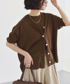 SHIPS / シップス カーディガン・ボレロ | quaranciel:〈接触冷感〉 ワイド Vネック ハーフスリーブ シアー カーディガン