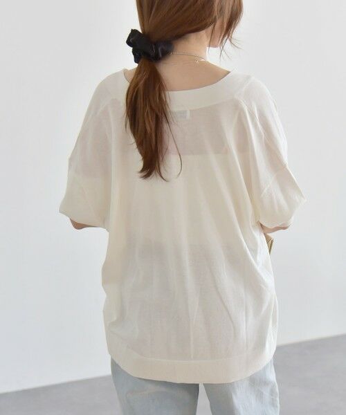 quaranciel:〈接触冷感〉 ワイド Vネック ハーフスリーブ シアー