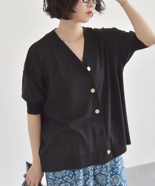SHIPS / シップス カーディガン・ボレロ | quaranciel:〈接触冷感〉 ワイド Vネック ハーフスリーブ シアー カーディガン | 詳細19