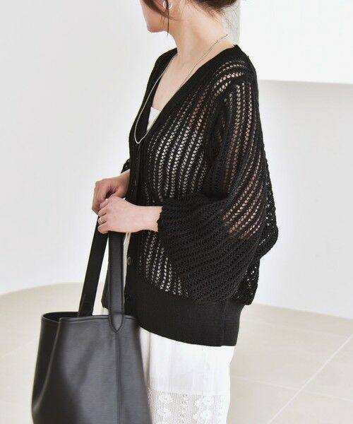 SHIPS / シップス カーディガン・ボレロ | quaranciel:〈手洗い可能〉ラミー ミックス メッシュ シアー オーバーサイズ カーディガン | 詳細18