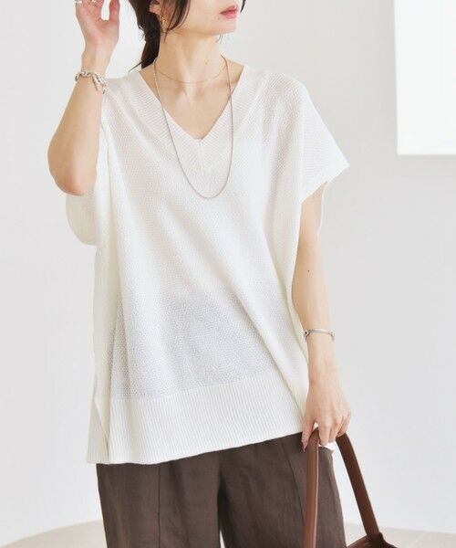 SHIPS / シップス ニット・セーター | quaranciel:〈手洗い可能〉ラミー ミックス Vネック ノースリーブ シアー ニット | 詳細10