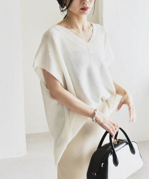 SHIPS / シップス ニット・セーター | quaranciel:〈手洗い可能〉ラミー ミックス Vネック ノースリーブ シアー ニット | 詳細3