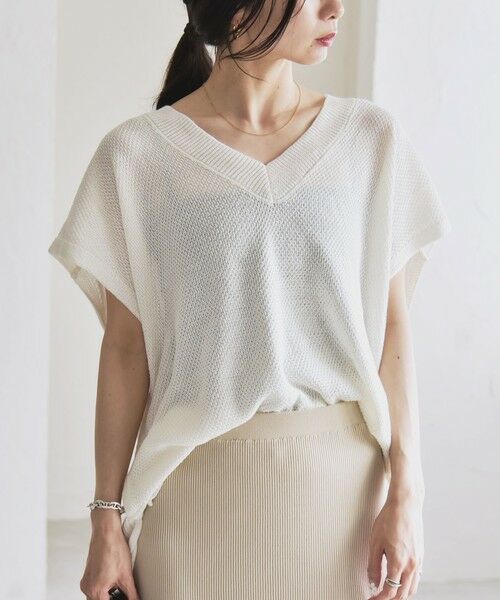 SHIPS / シップス ニット・セーター | quaranciel:〈手洗い可能〉ラミー ミックス Vネック ノースリーブ シアー ニット | 詳細5