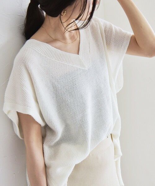 SHIPS / シップス ニット・セーター | quaranciel:〈手洗い可能〉ラミー ミックス Vネック ノースリーブ シアー ニット | 詳細6