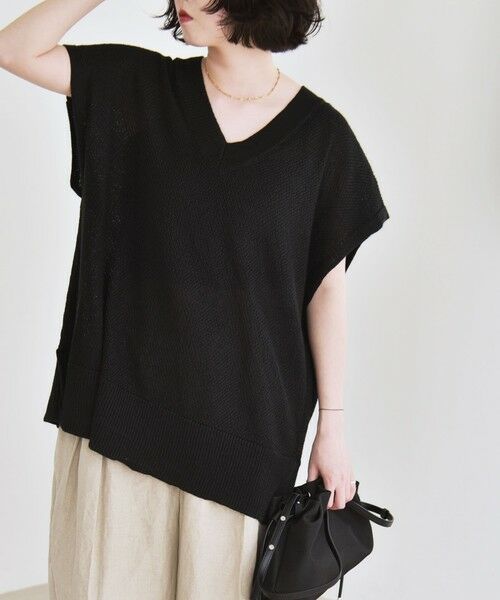 SHIPS / シップス ニット・セーター | quaranciel:〈手洗い可能〉ラミー ミックス Vネック ノースリーブ シアー ニット | 詳細25