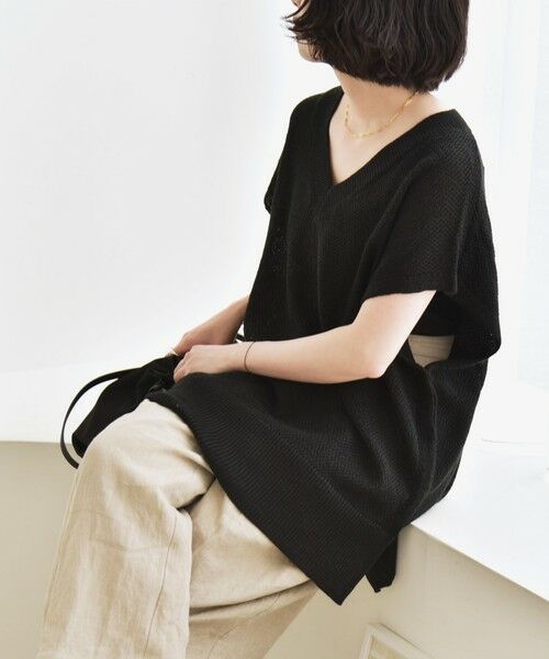 SHIPS for women/シップスウィメン 《予約》quaranciel:〈手洗い可能〉ラミー ミックス Vネック フレンチ ニットプルオーバー ブラック ONE SIZE SHIPS for women/シップスウィメン 《予約》quaranciel:〈手洗い可能〉ラミー ミックス Vネック フレンチ ニットプルオーバー ブラック ONE SIZE